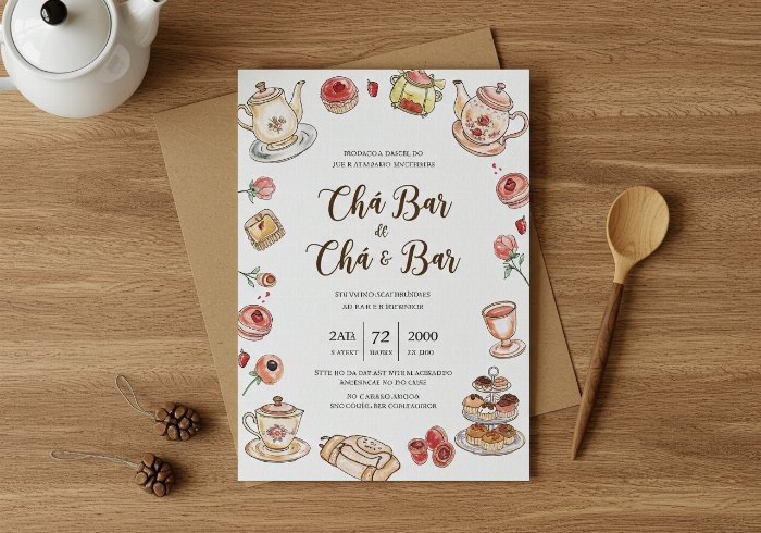 como fazer convite de chá bar